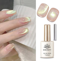 BORN PRETTY front bottle showing nude pink holographic polish and benefit long-lasting shine