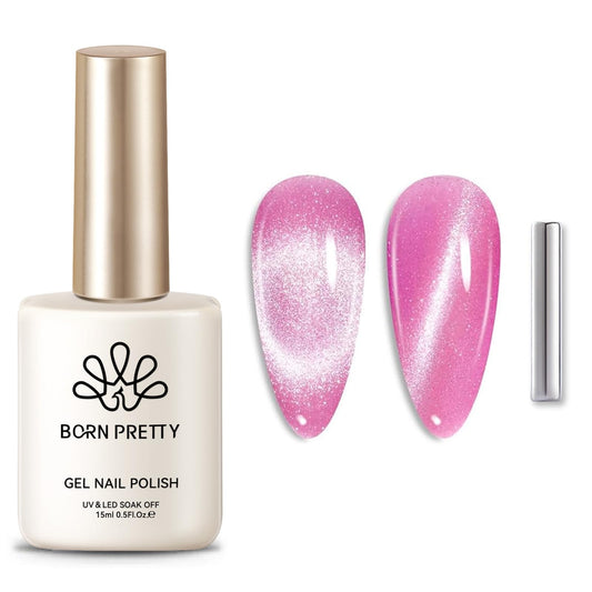 Born Pretty bottle front view showing pink glitter and high gloss finish benefit
