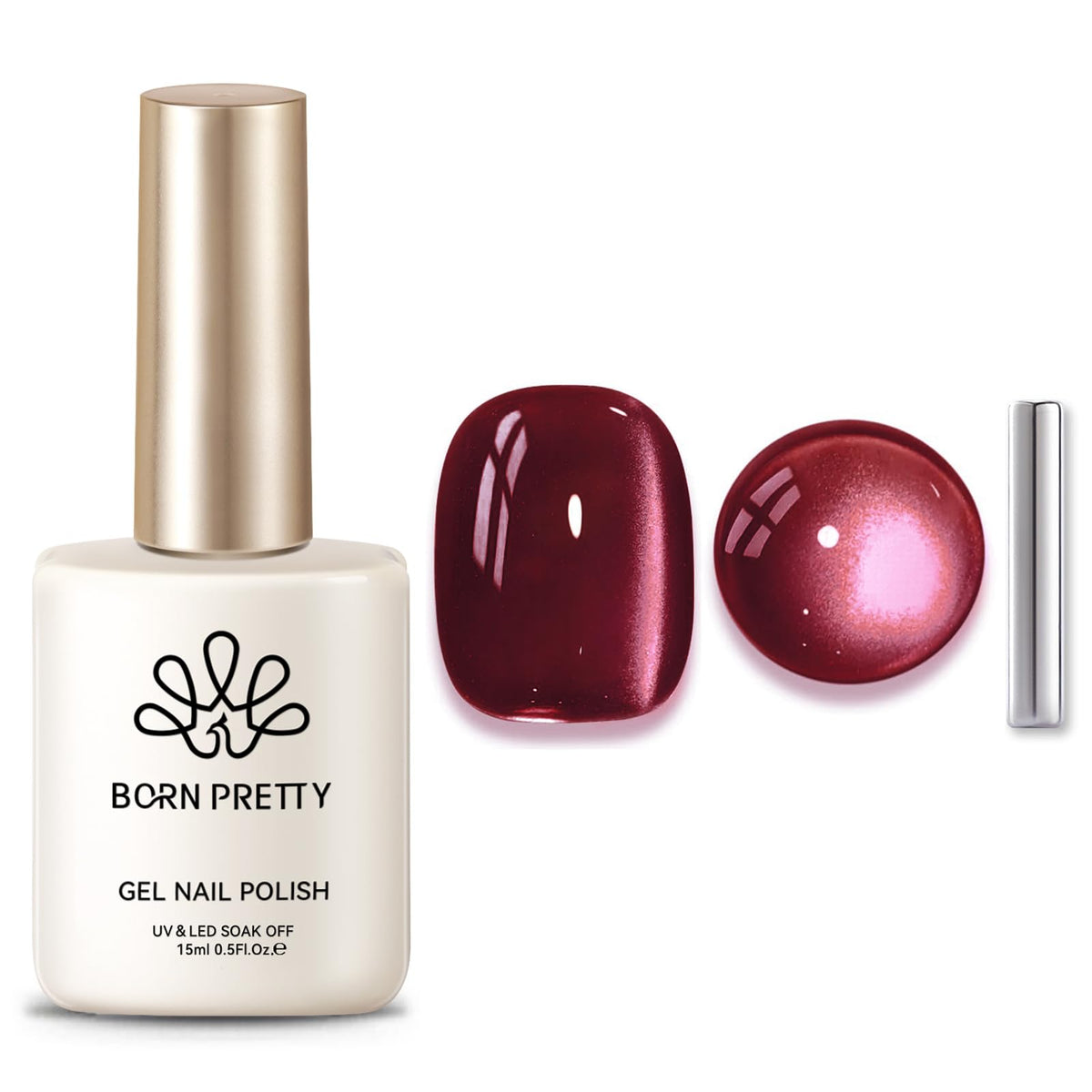 born pretty bottle front view showing red wine jelly shade and compact size benefit