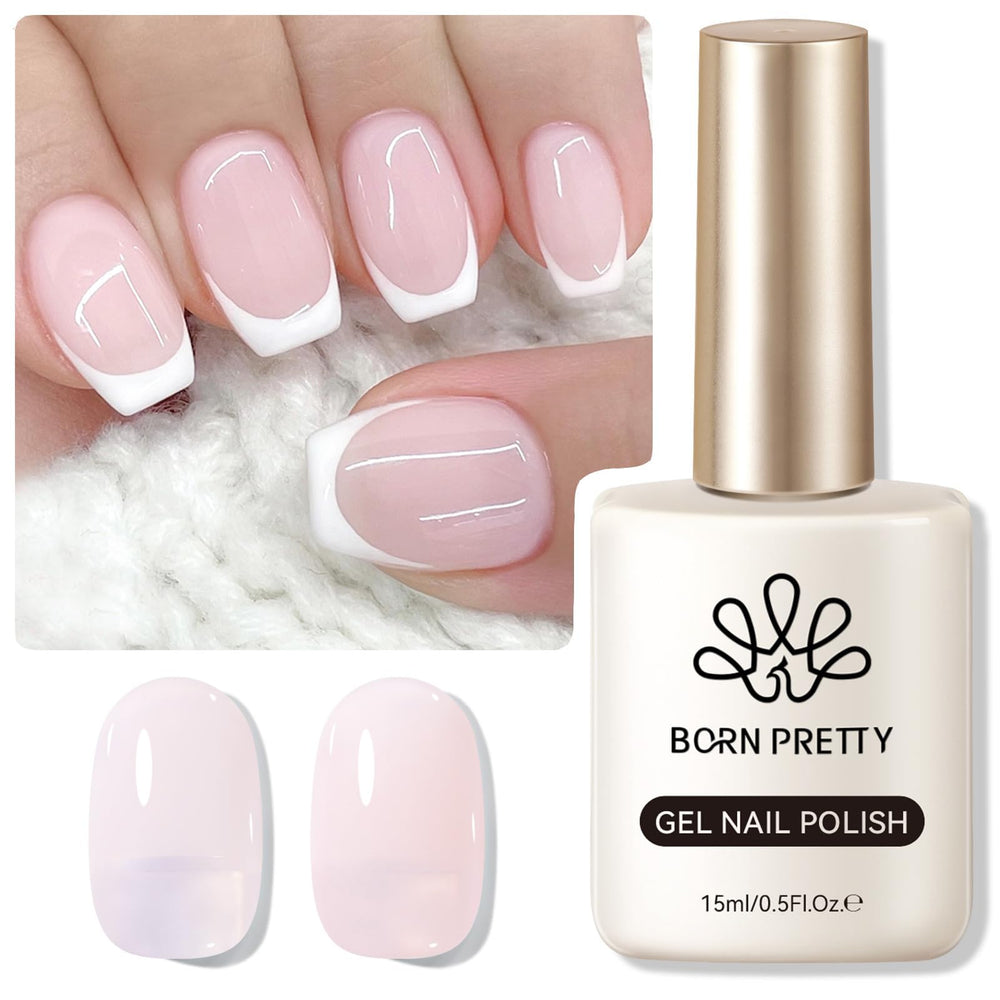 Born Pretty front bottle showing light pink jelly gel and glassy finish benefit