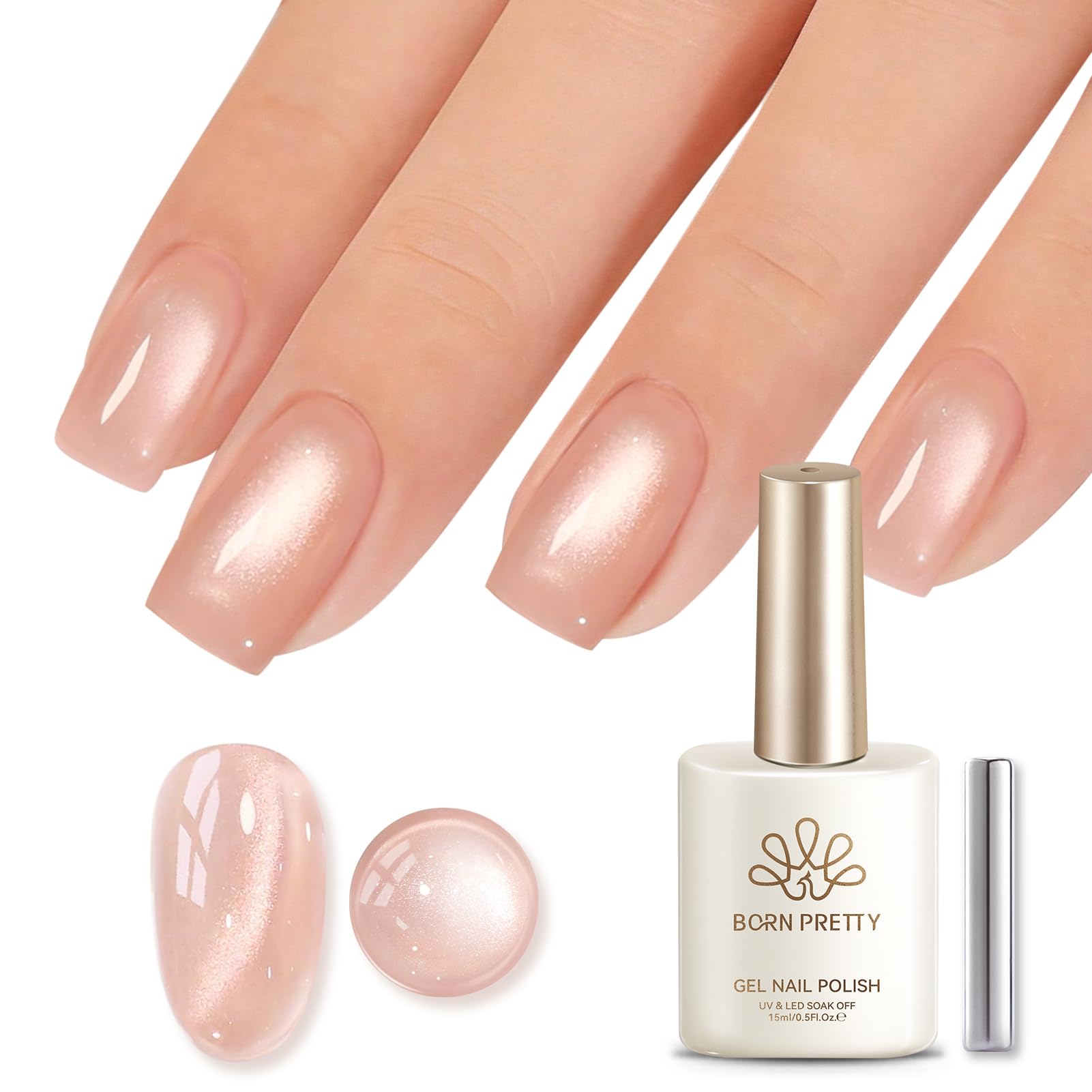Born Pretty bottle front label showing glassy fruit nude shade for clear identification and appeal