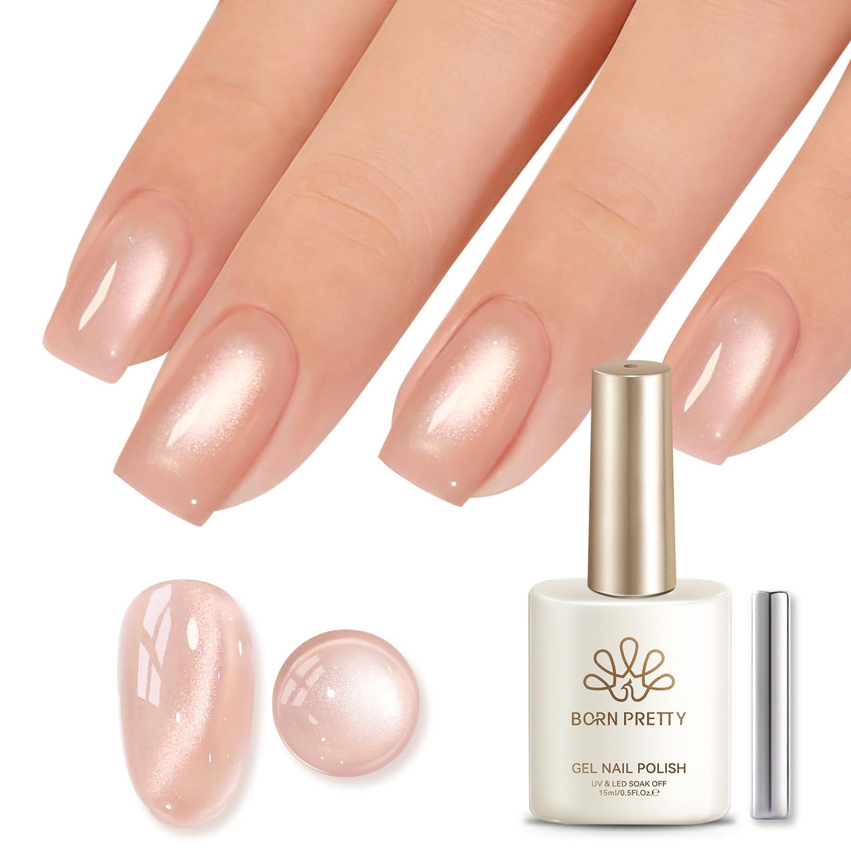 Born Pretty bottle front label showing glassy fruit nude shade for clear identification and appeal