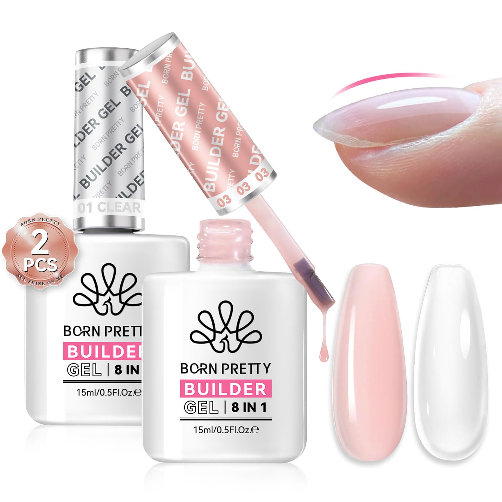 Born Pretty front packaging of 15ml dual builder gel set showing versatility and convenience