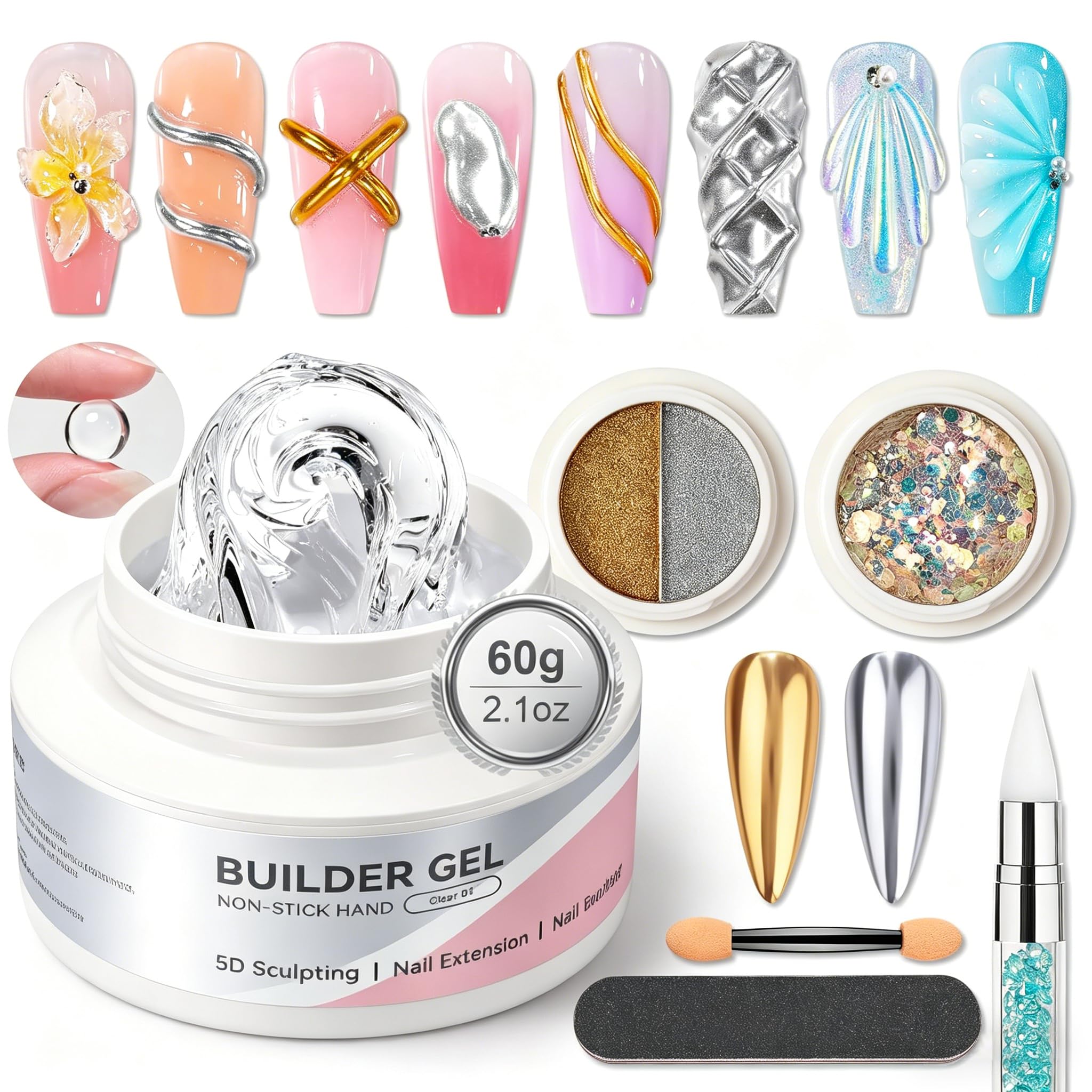 Born Pretty front packaging showing 60g builder gel and tools for clear professional use
