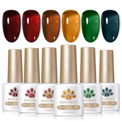 Born Pretty front packaging showing six jelly gel bottles and vibrant colors for versatile looks
