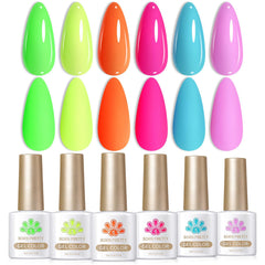 Born Pretty front packaging neon set showing six colorful bottles and bold finish