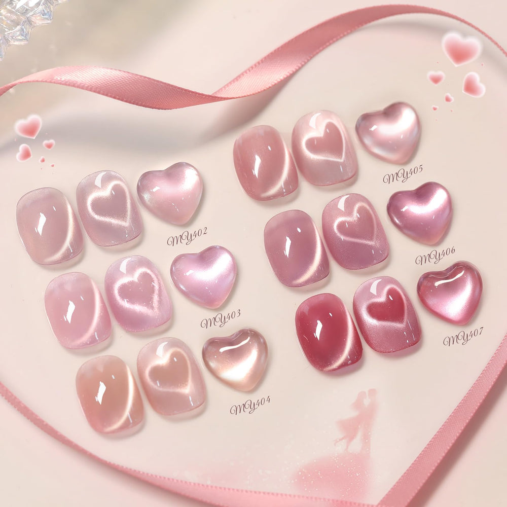 Born Pretty front packaging showing six pink cat eye gel bottles and gift-ready presentation