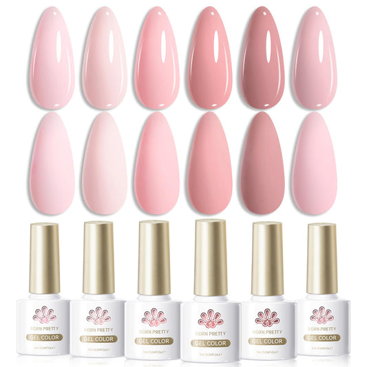 Born Pretty front packaging showing six-pink gel set and gift-ready presentation benefits