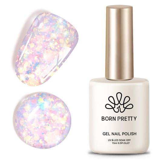 Born Pretty front packaging showing vibrant pink glitter and 15ml bottle benefit salon look