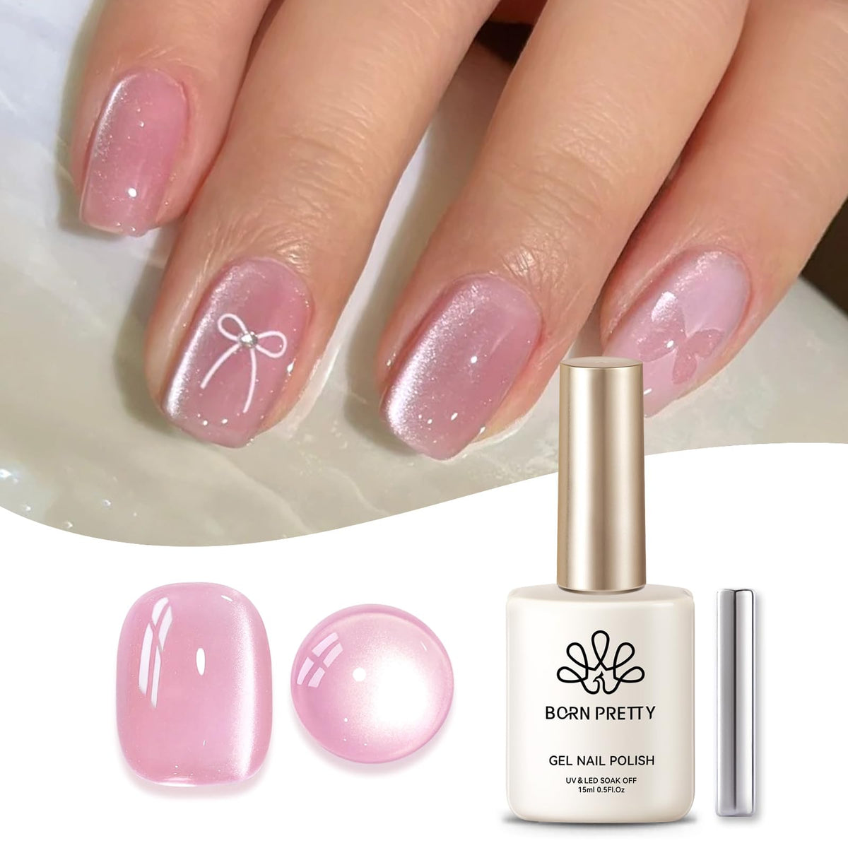 Born Pretty front packaging showing pink moonlight gel for glossy results