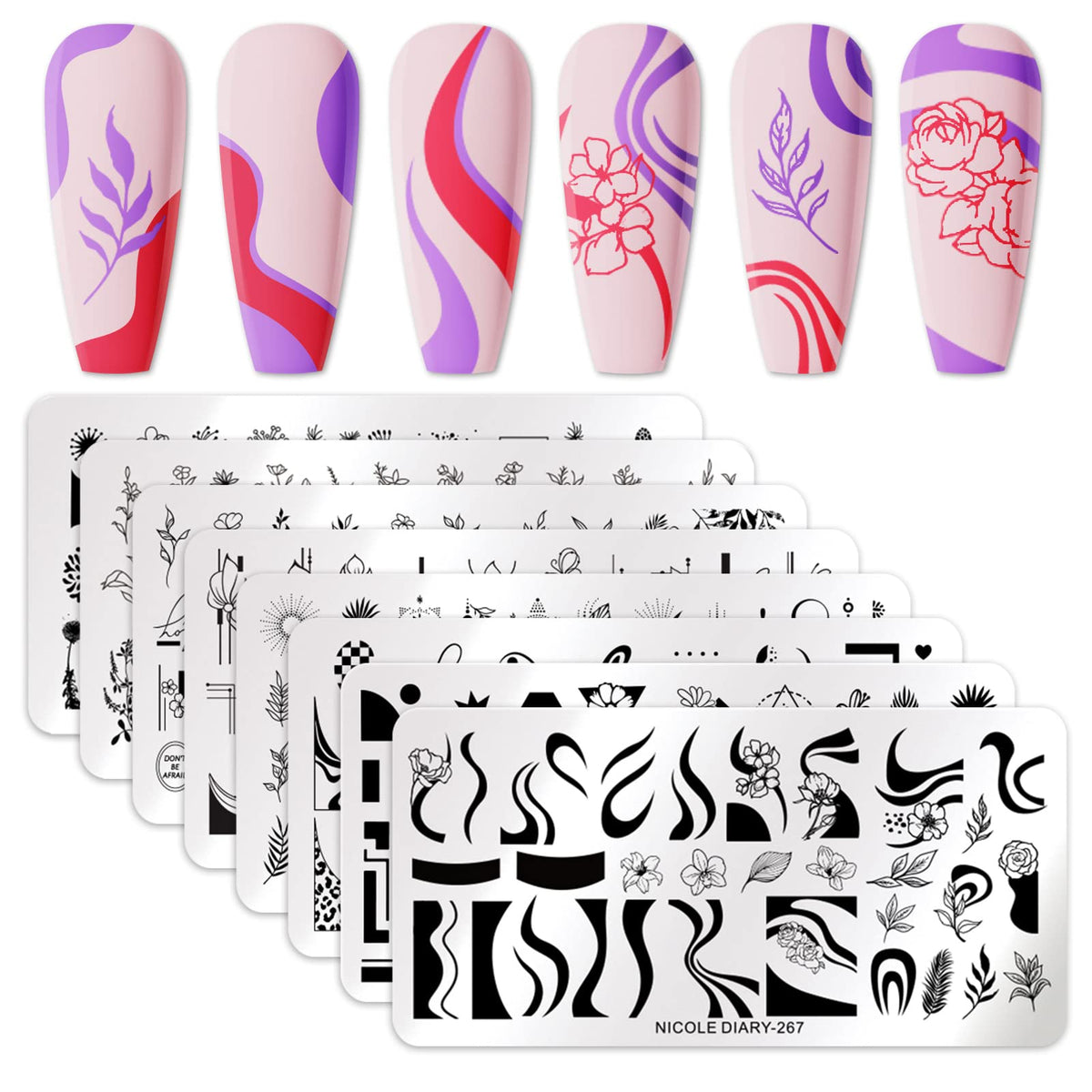 Born Pretty front packaging showing eight stamping plates and contents benefit easy selection