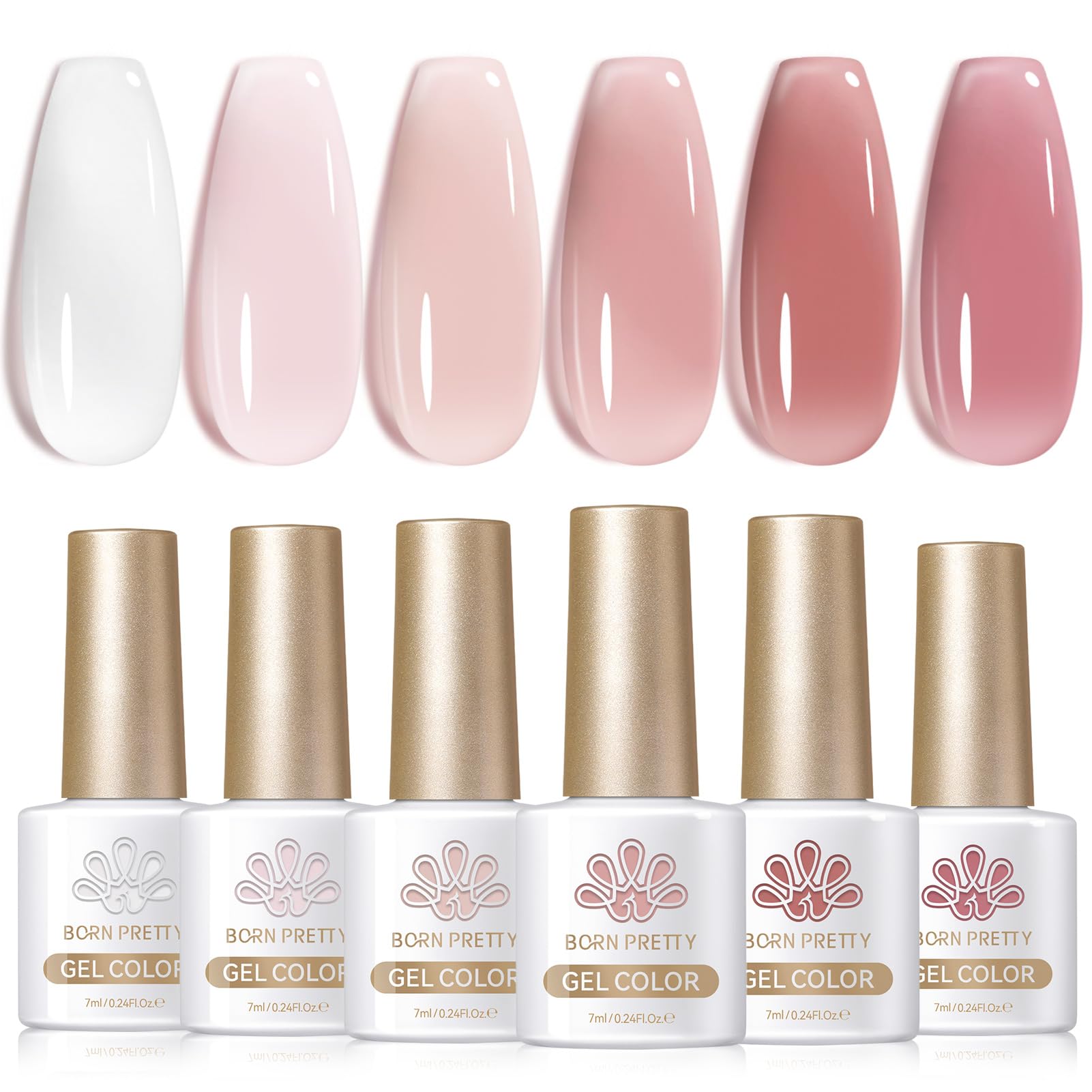 Born Pretty front packaging showing six bottles and neat display benefit: clear set identity