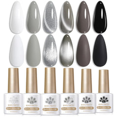 Born Pretty front packaging showing six gel polish bottles and kit benefits