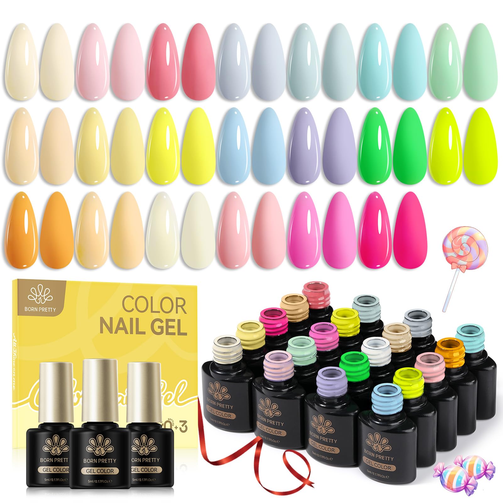 Born Pretty front packaging showing full 23-piece kit and colorful bottles