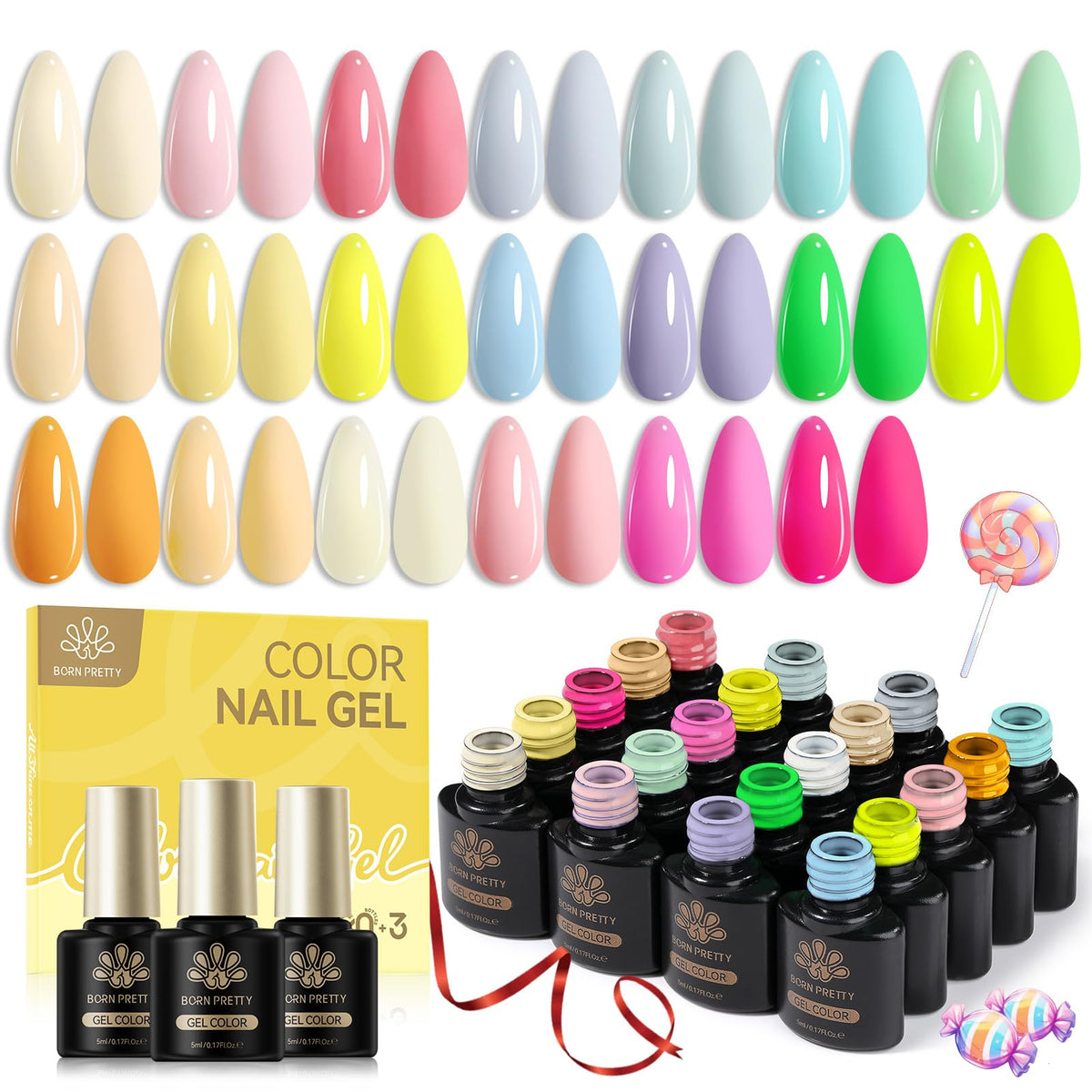 Born Pretty front packaging showing full 23-piece kit and colorful bottles