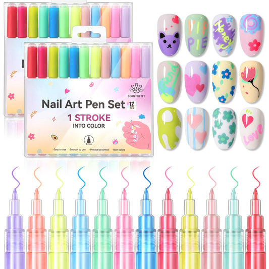 born pretty front packaging showing all 12 neon pens and variety benefit