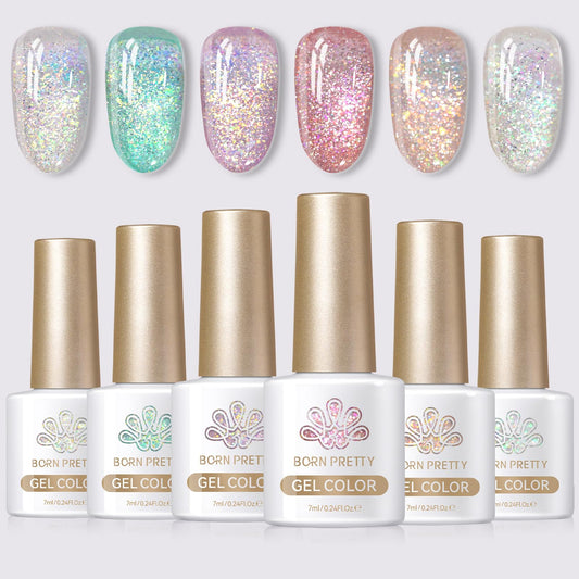 Born Pretty front packaging showing six 7ml bottles and spring shades for easy selection