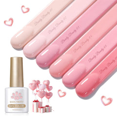 Born Pretty front packaging showing six nude pink bottles and clear labeling for easy selection