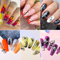 Born Pretty full set arranged flat to show variety of leaf and floral patterns for creativity