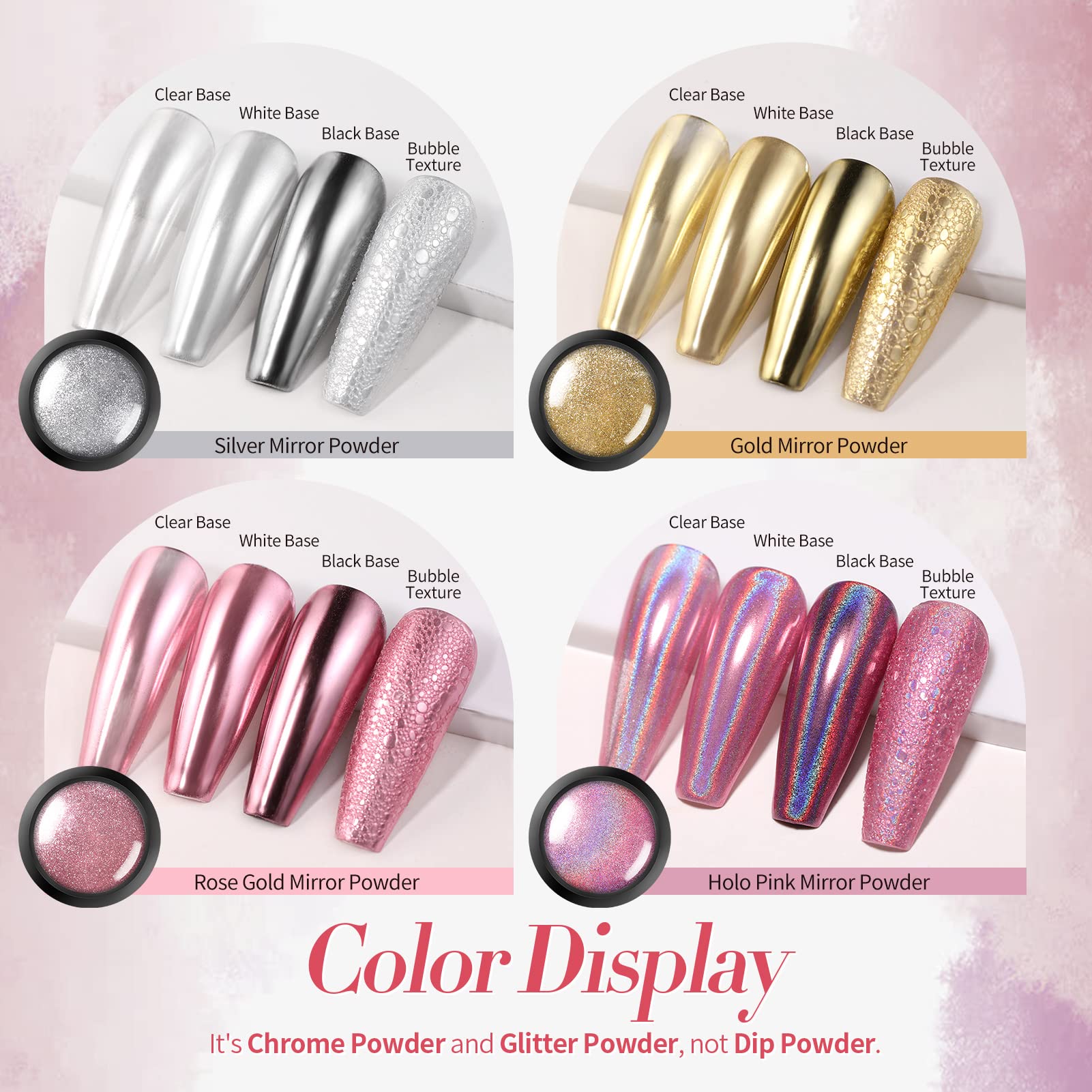 Born Pretty gold mirror powder close-up highlighting intense reflective shine