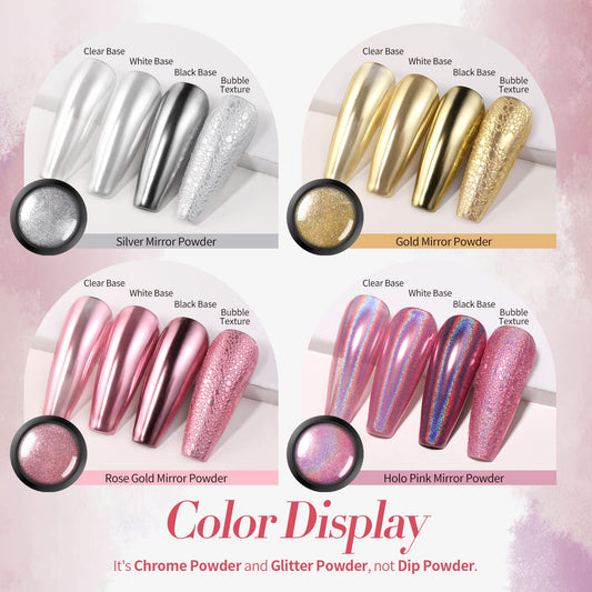 Born Pretty gold mirror powder close-up highlighting intense reflective shine