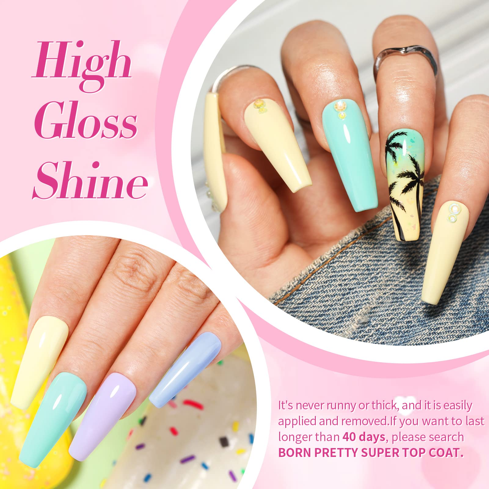 Born Pretty hand model mint green manicure benefit: salon-like glossy finish