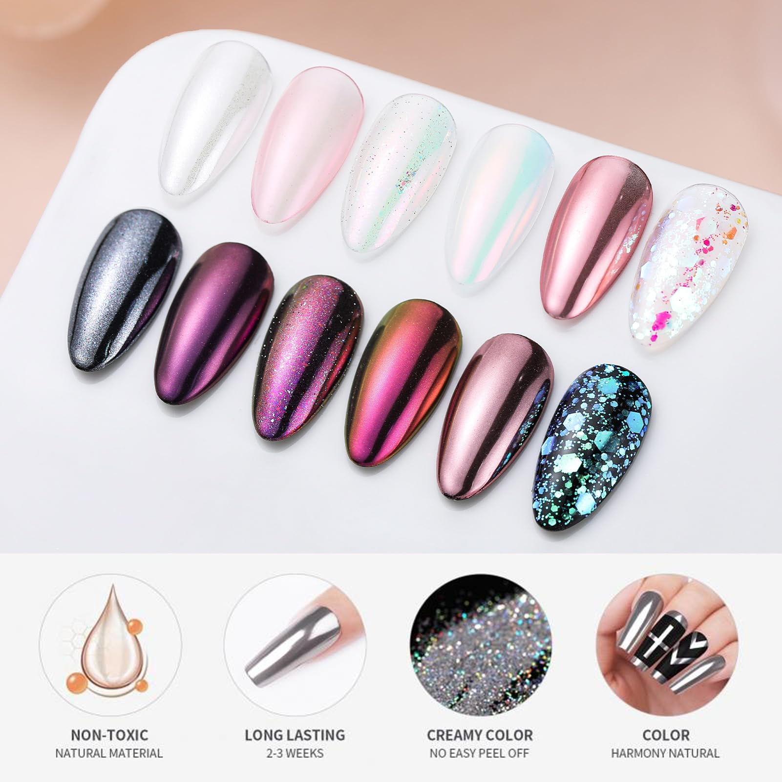 Born Pretty holographic aurora swatch showing iridescent color shift benefit