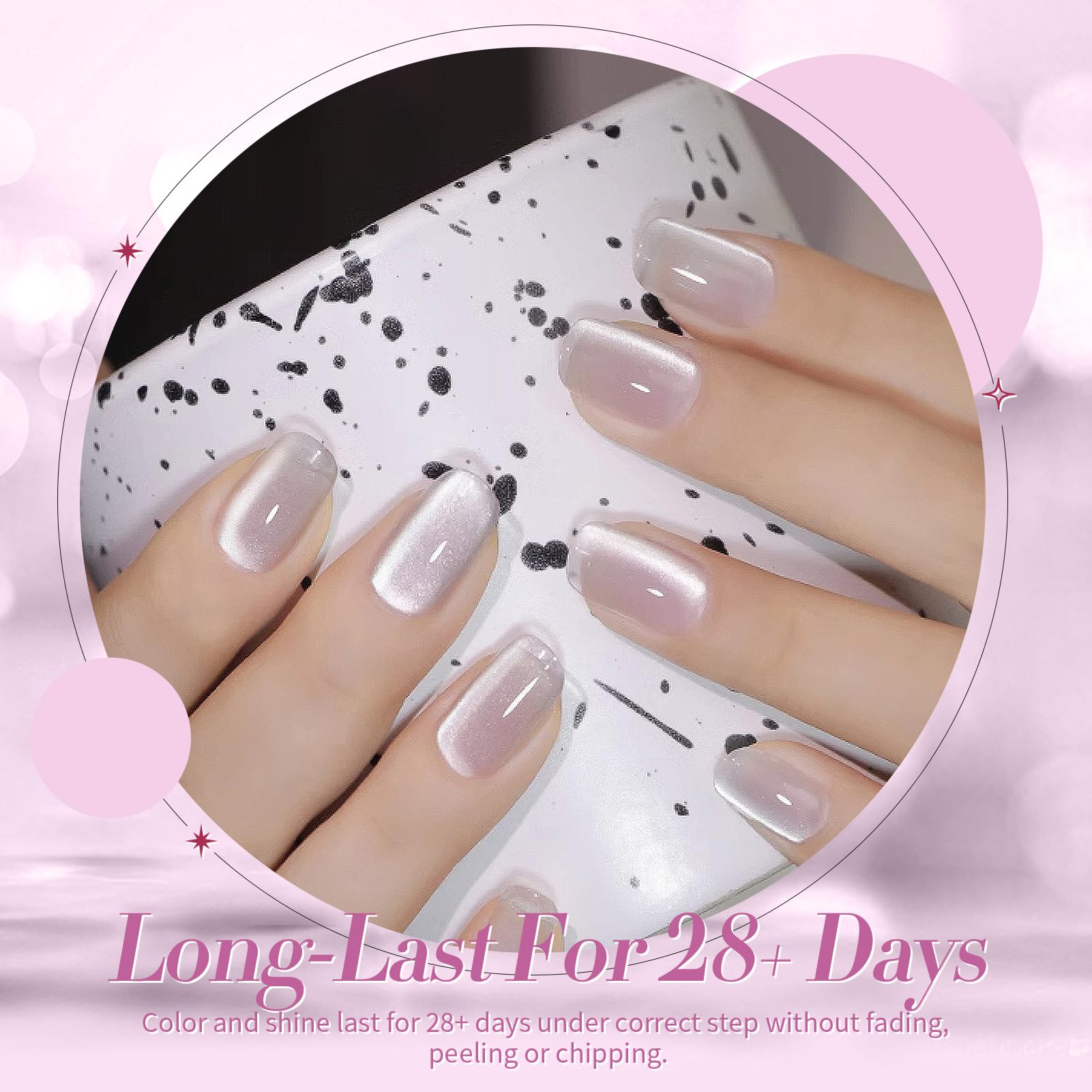 Born Pretty holographic finish flashing rainbow tones under bright light
