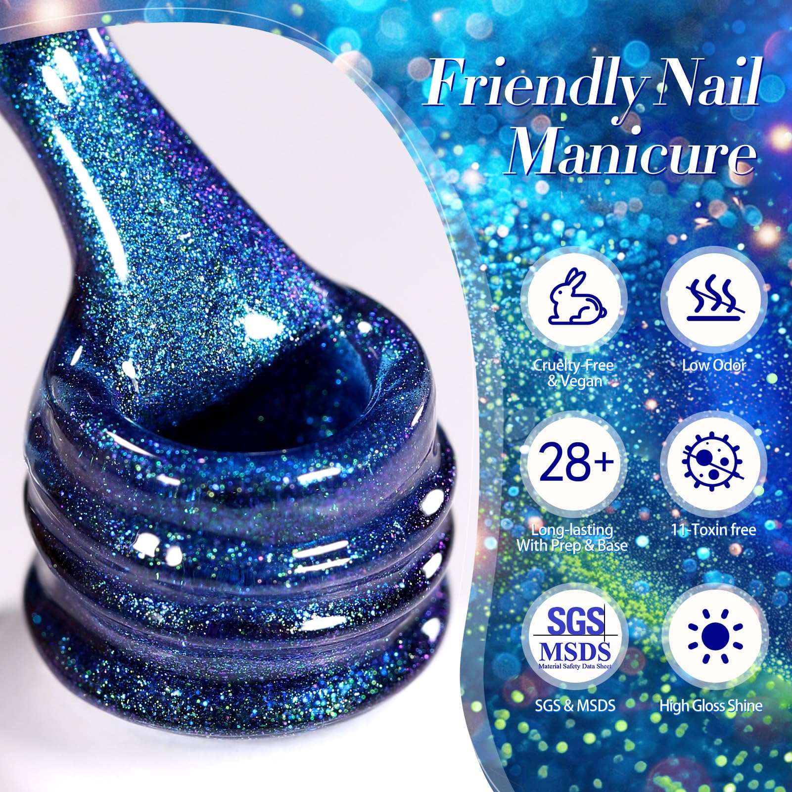 BORN PRETTY holographic polish reflecting light to show multidimensional shine