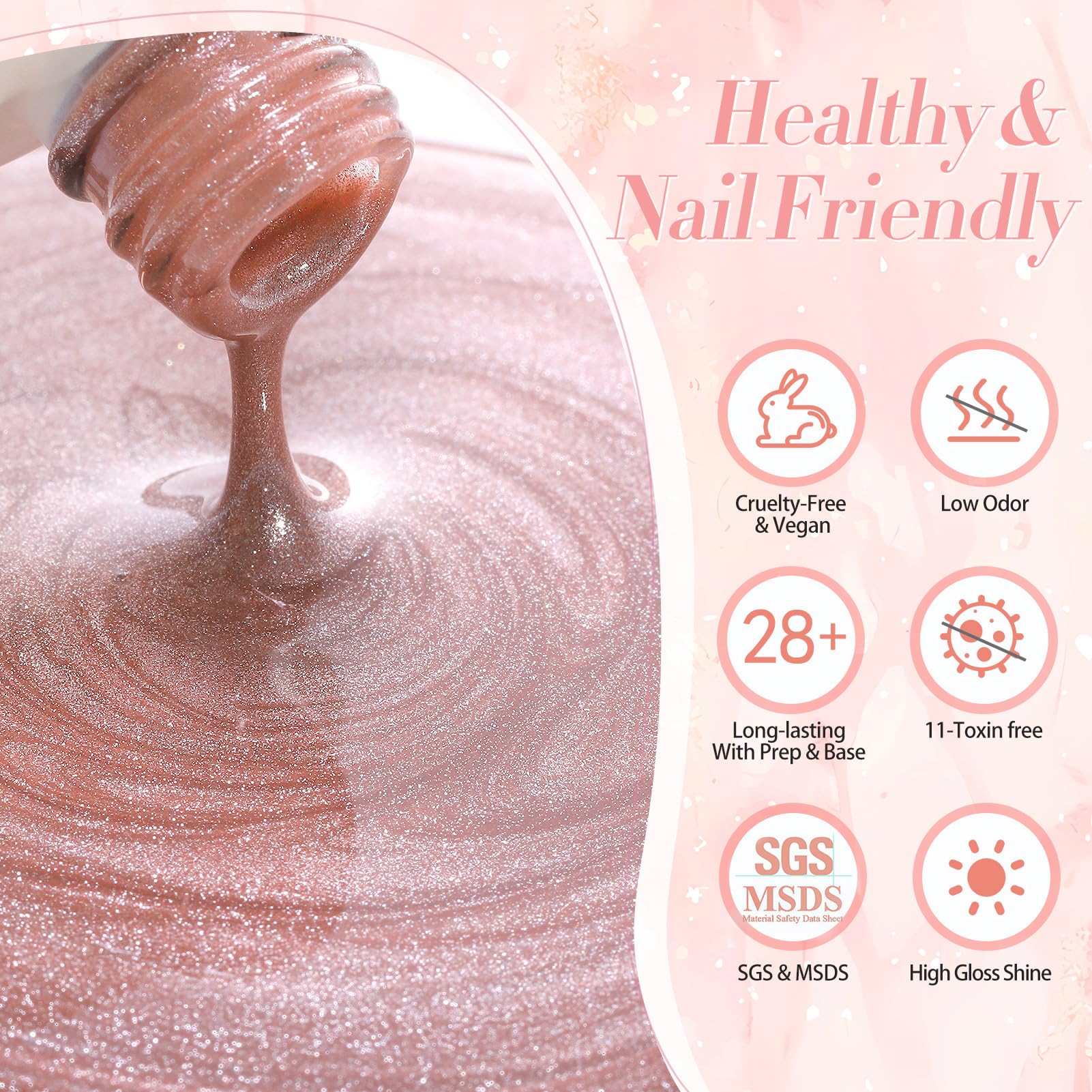 Born Pretty ingredients label close-up showing low-odor and safety information benefit
