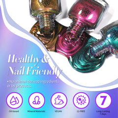 Born Pretty label close-up listing features, highlights formaldehyde-free formula