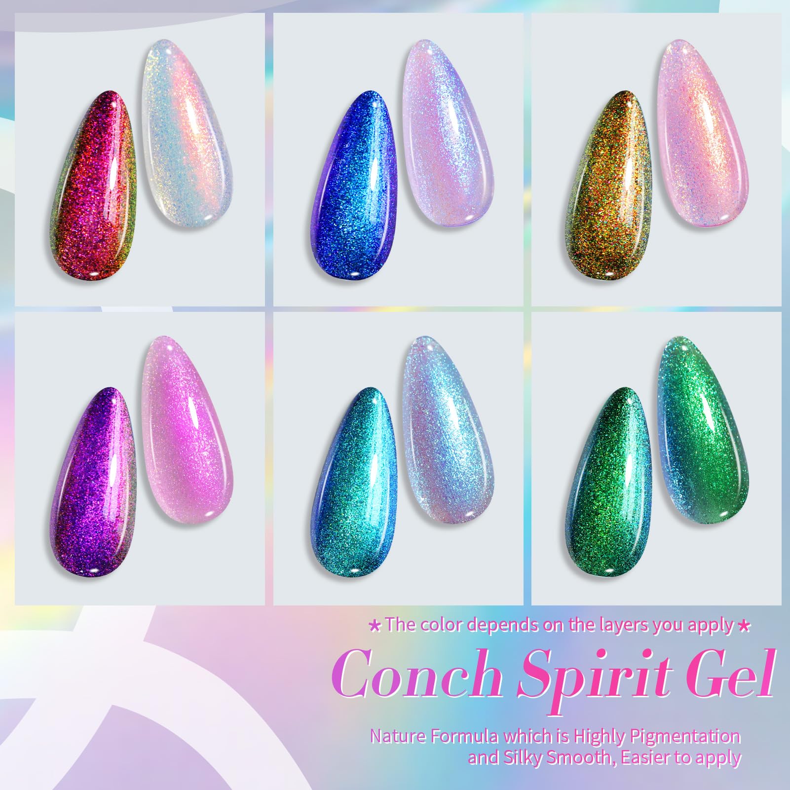 Born Pretty layered gradient demo showing customizable color transitions