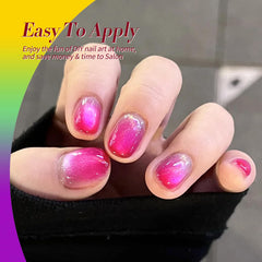 Born Pretty magnet in close action above nail to show quick magnetic cat-eye creation benefit