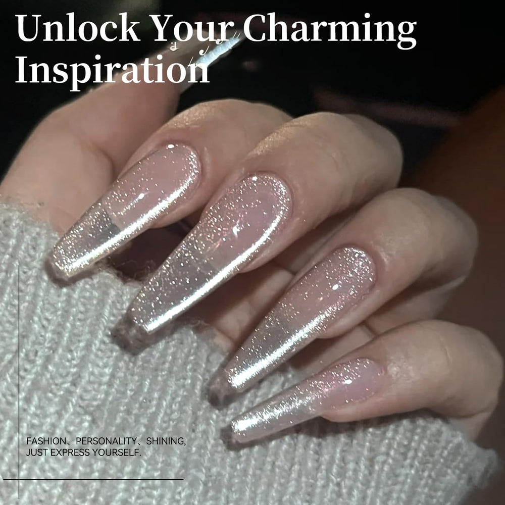 Born Pretty magnet demonstration over nail creating cat-eye effect for instant shimmer benefit