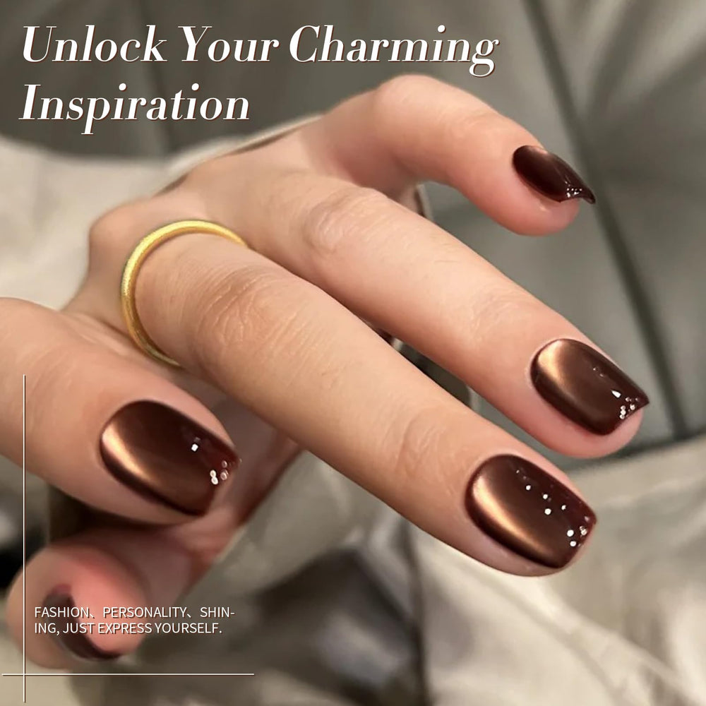 Born Pretty magnet held over nail creating cat-eye effect for dramatic shimmer