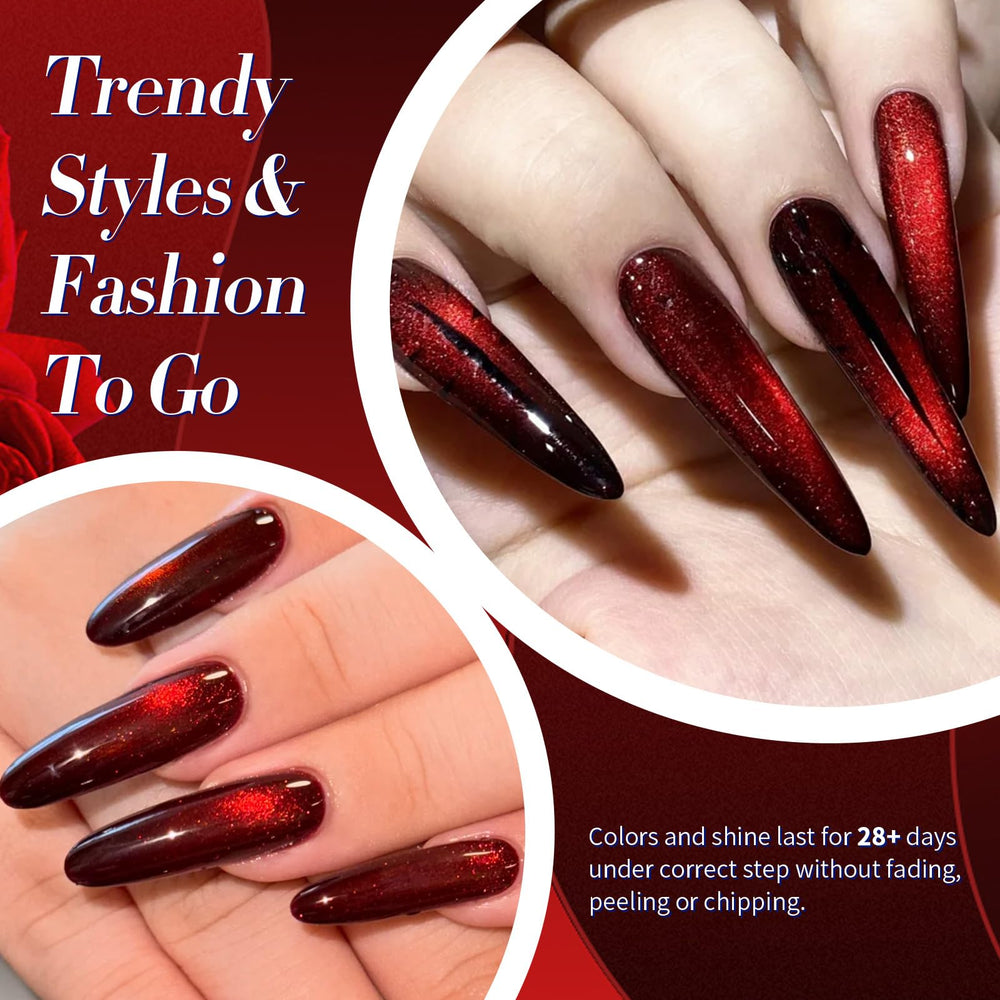 Born Pretty magnet held over wet polish forming cat-eye stripe for dramatic effect
