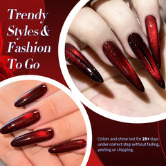 Born Pretty magnet held over wet polish forming cat-eye stripe for dramatic effect