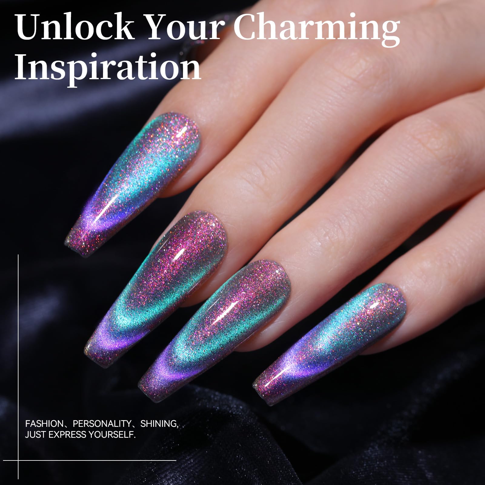 Born Pretty magnet held over wet polish forming cat-eye stripe for quick salon effect