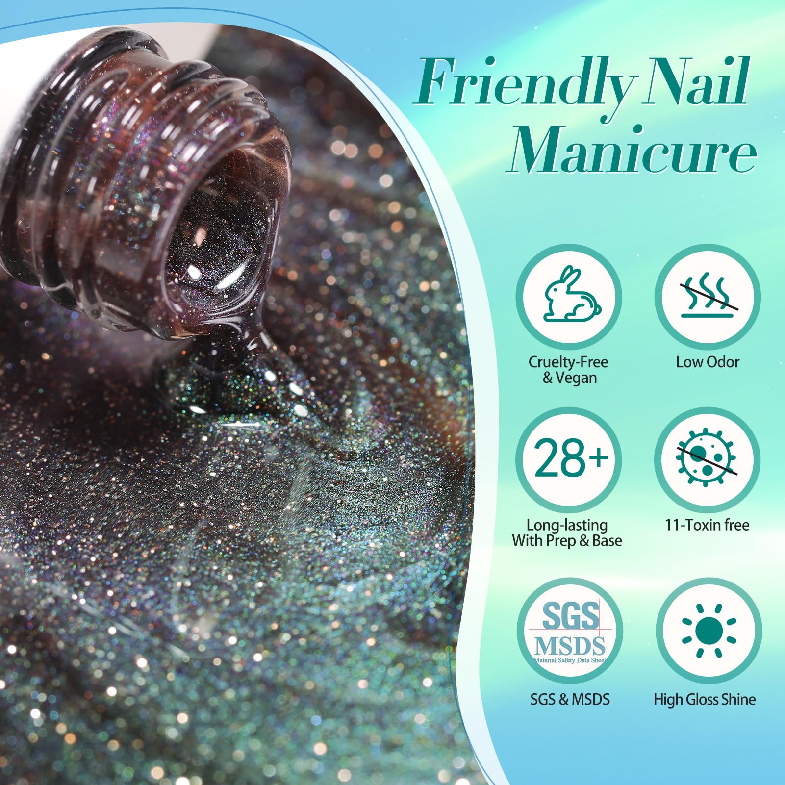 Born Pretty nails in lifestyle shot wearing varied cat-eye designs for style inspiration
