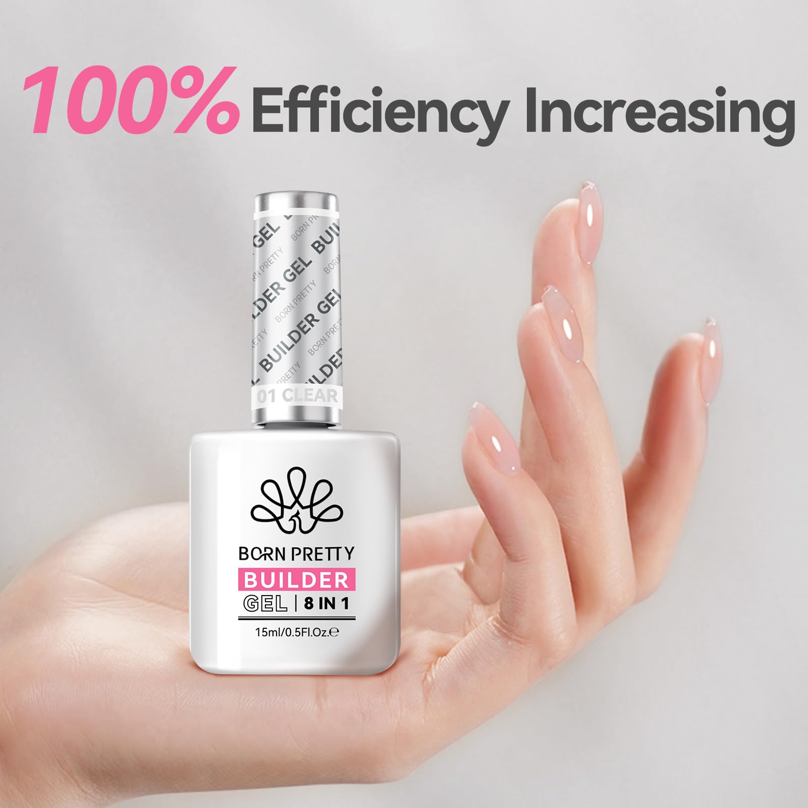 BORN PRETTY nail extension before and after, visible strengthened nails