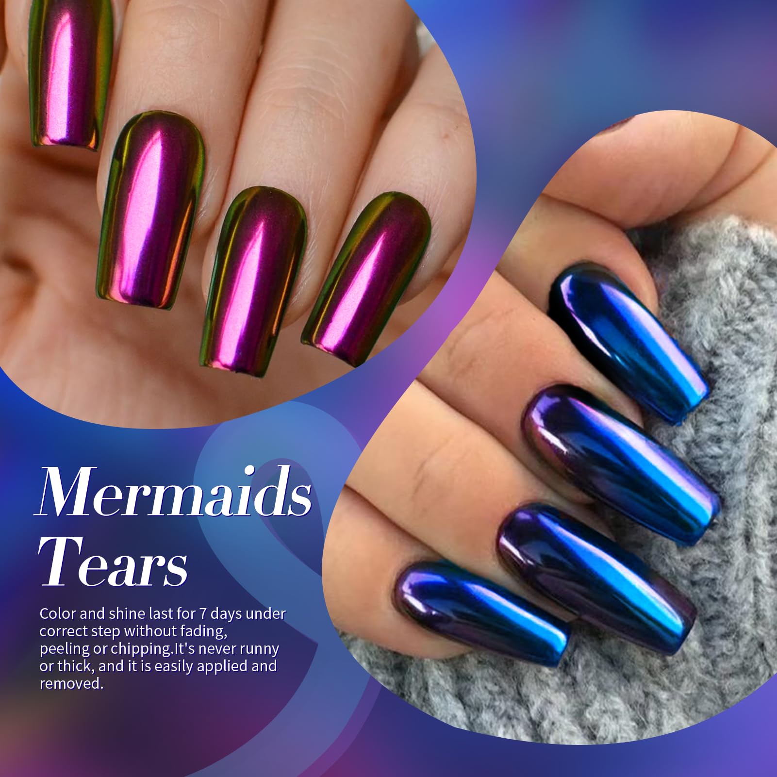 Born Pretty nails in use at a party, reflective chrome finish elevates outfit