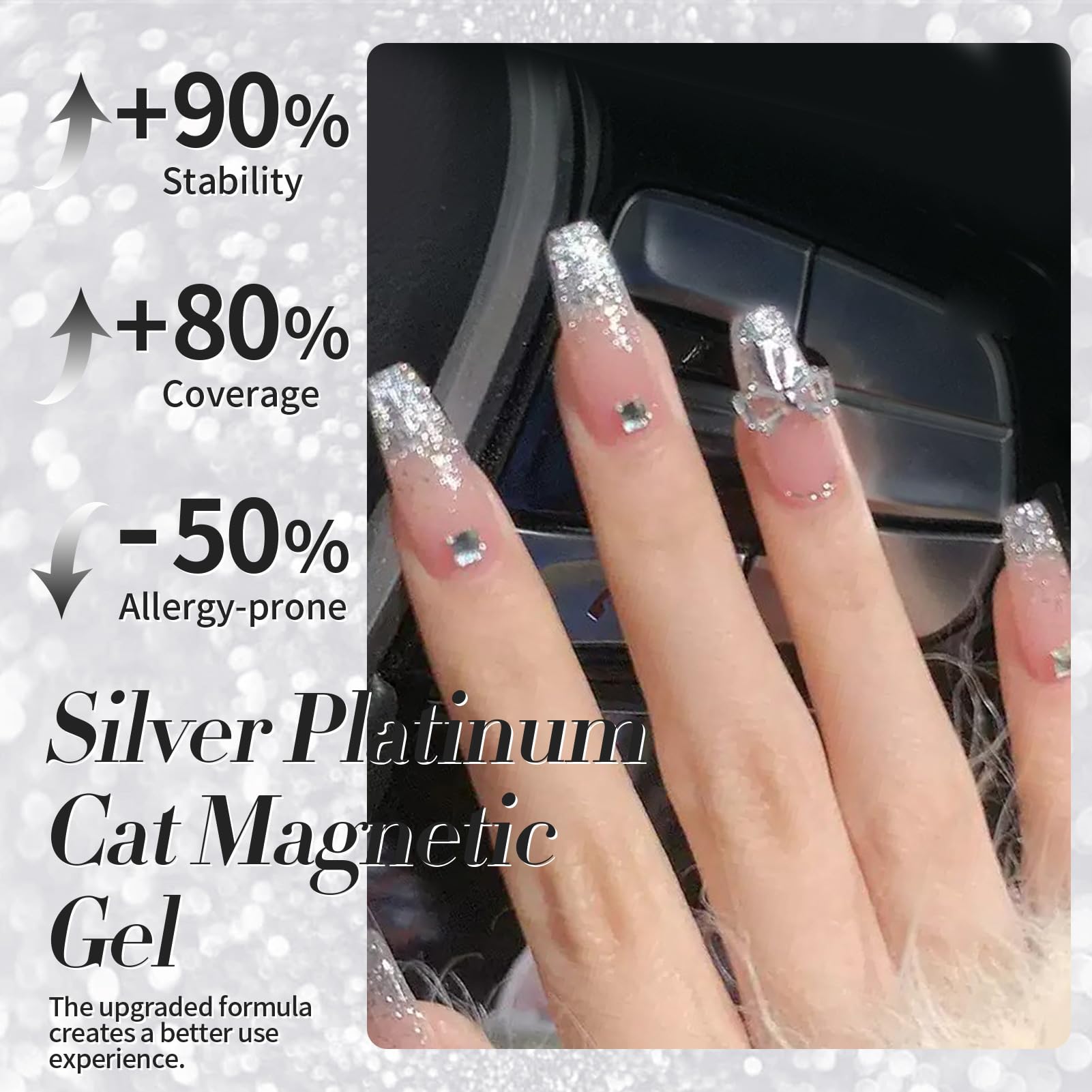 Born Pretty on-model salon hand showing dramatic magnetic cat-eye nails