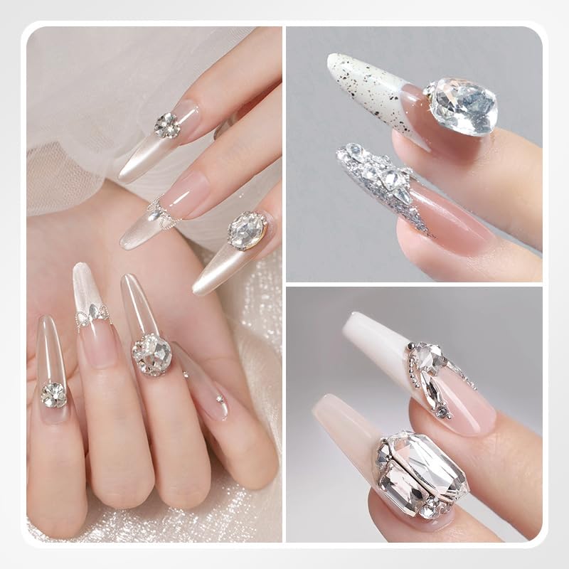 BORN PRETTY finished 3D sculpted nail with gems showing decorative possibilities