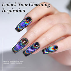 Born Pretty nail swatches from multiple angles showing shifting holographic shine