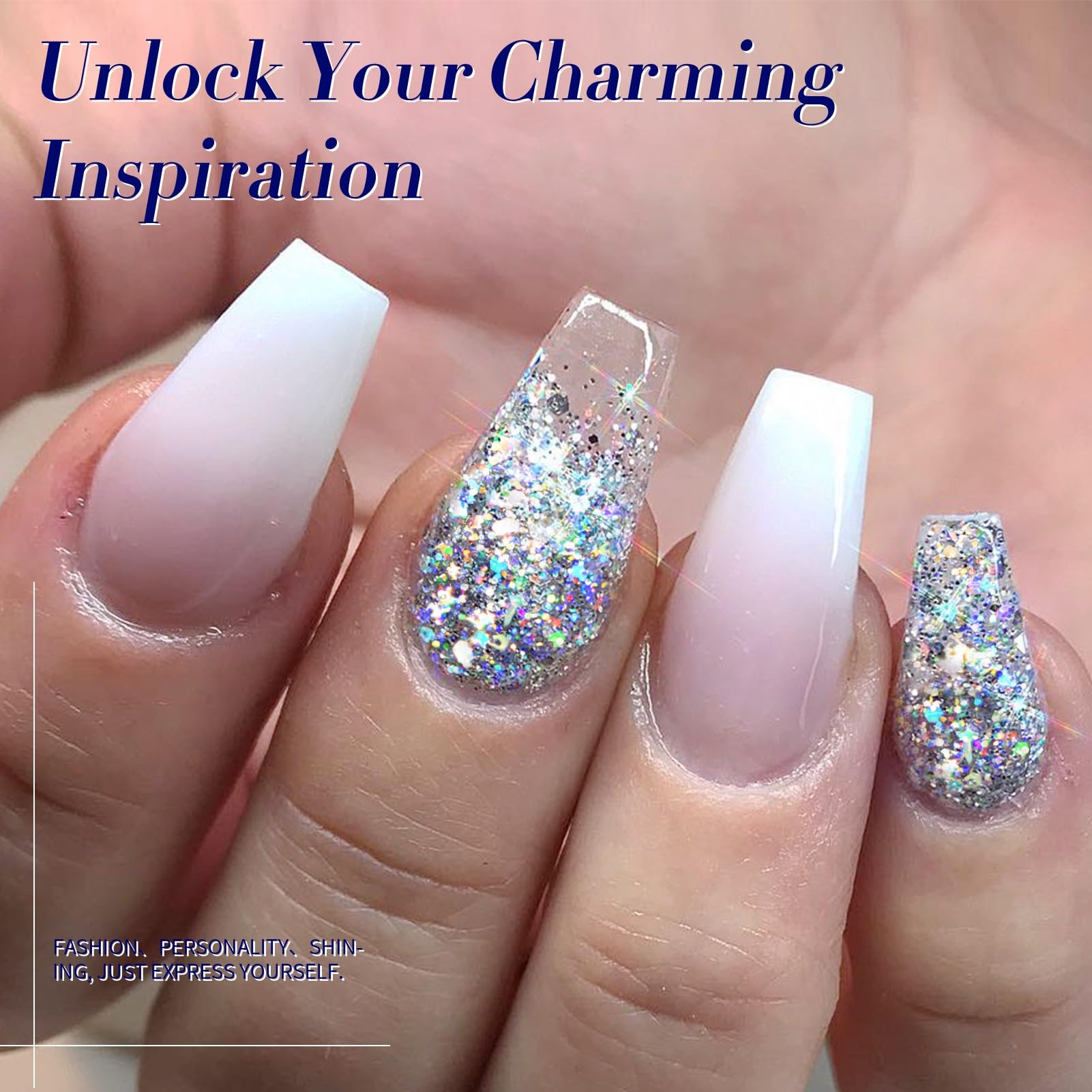 Born Pretty nails in use under party lighting showing dazzling sparkle for events