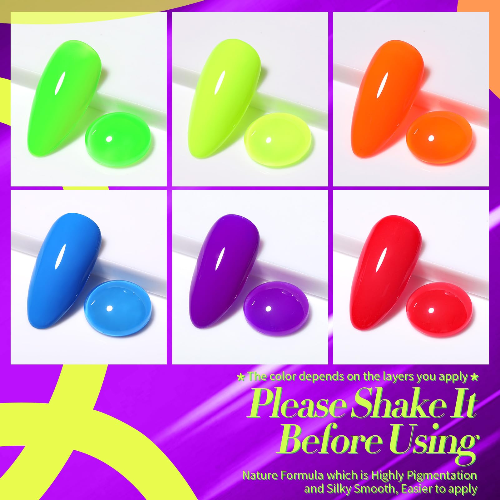 Born Pretty color swatch fan revealing true neon hues for accurate shade selection