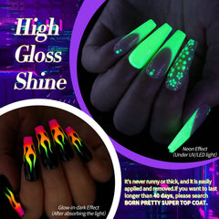 Born Pretty glow-in-the-dark nails demo showing nighttime luminosity benefit