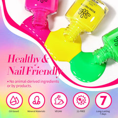 Born Pretty macro of glossy neon nail surface showing rich pigment and reflective shine