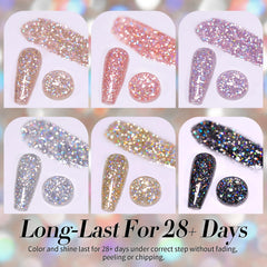 Born Pretty nude gold close-up of glitter flakes offering luminous warmth