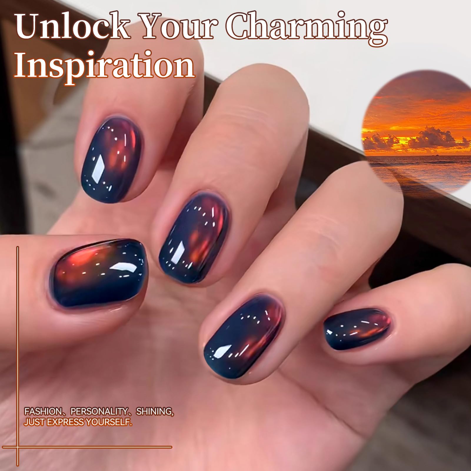 Born Pretty on an acrylic nail showing cured cat-eye effect and long-lasting finish